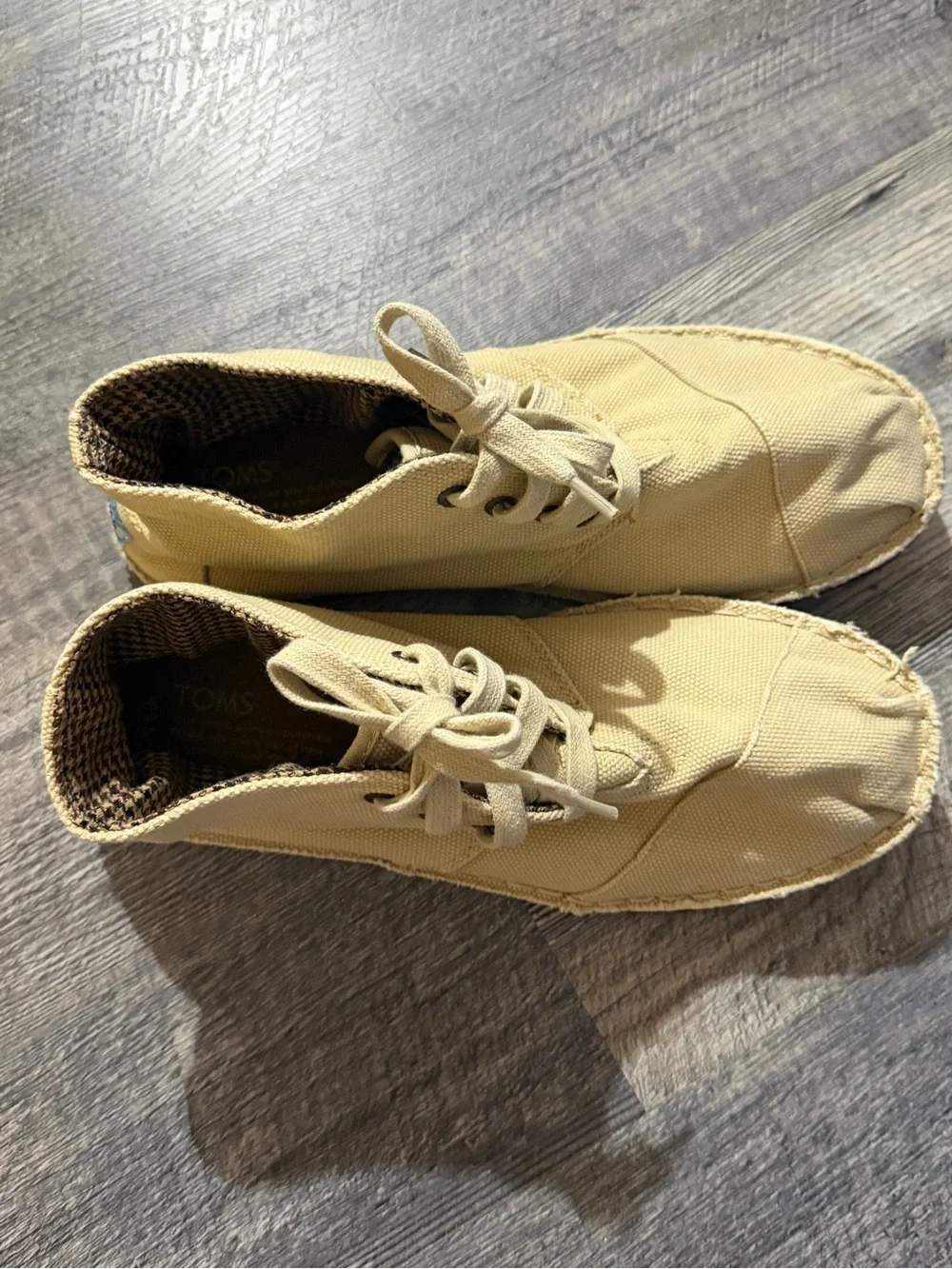 TOMS Beige Canvas Lace-Up Casual Shoes Men’s 9.5